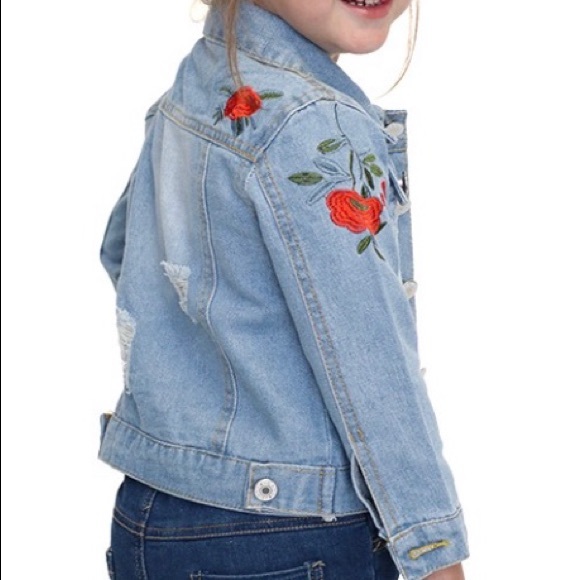 Rose Embroidered Girls Jacket - Picture 2 of 5